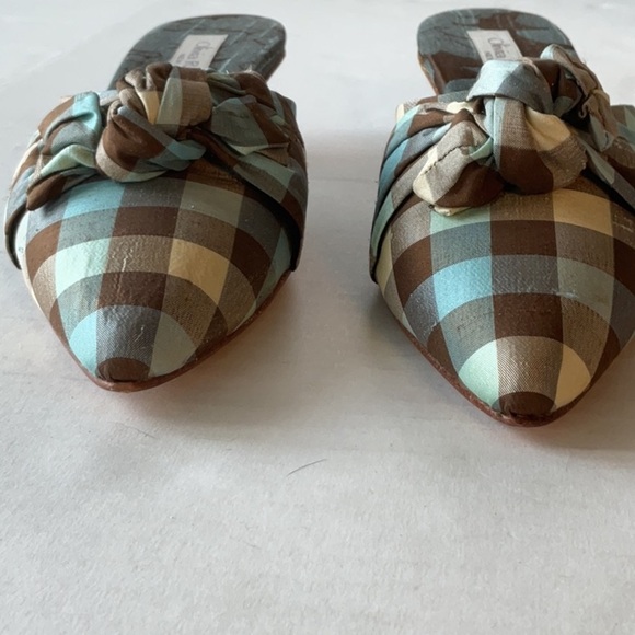 Olivia Rose Tal Cannes Gingham Silk in brown & blue size 8 - Picture 3 of 9